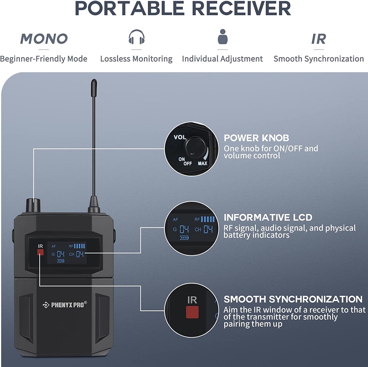 PMR-2 | Mono Wireless IEM Bodypack Receiver for PTM-11/22/33 | Stocked in AU