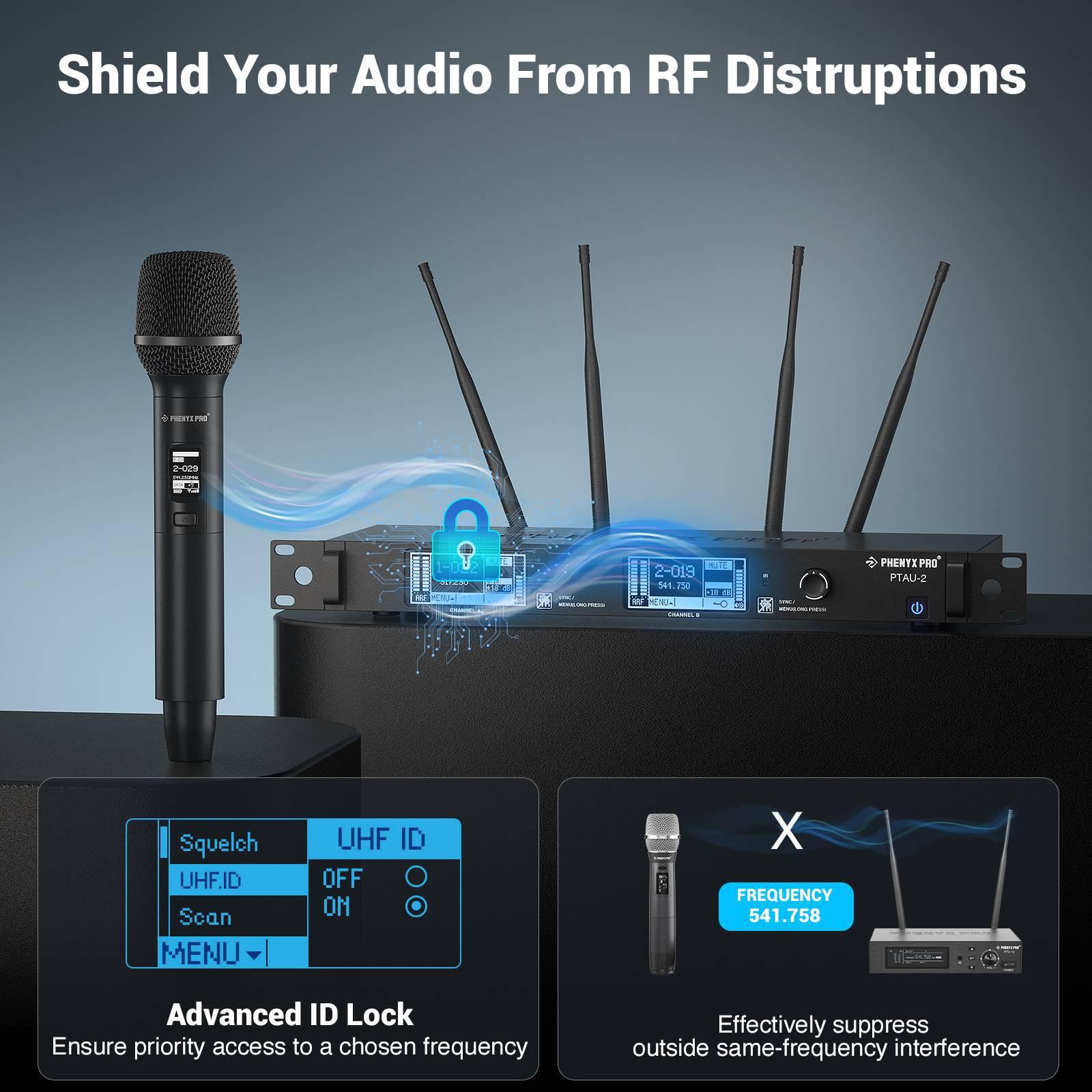 PTAU-2 | Dual-Channel Wireless Dynamic Mic System w/ Spectrum Analyzer - MSM AV - MSMAV