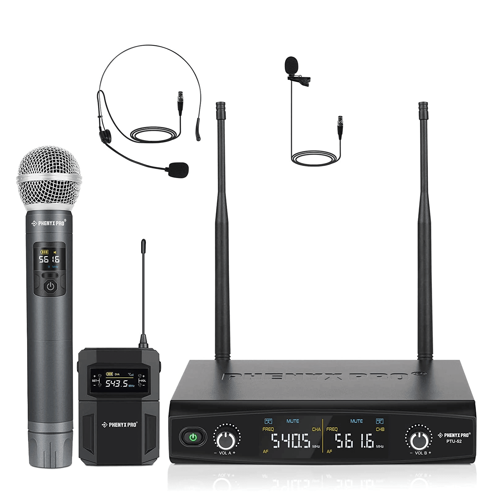 PTU-52-1H1B | Dual Wireless Microphone System w/ Frequency Hopping - MSM AV - MSMAV