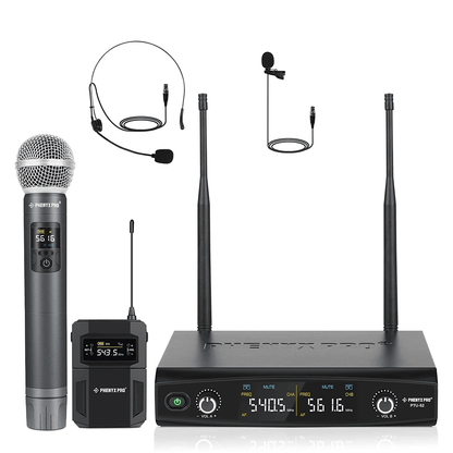 PTU-52-1H1B | Dual Wireless Microphone System w/ Frequency Hopping - MSM AV - MSMAV