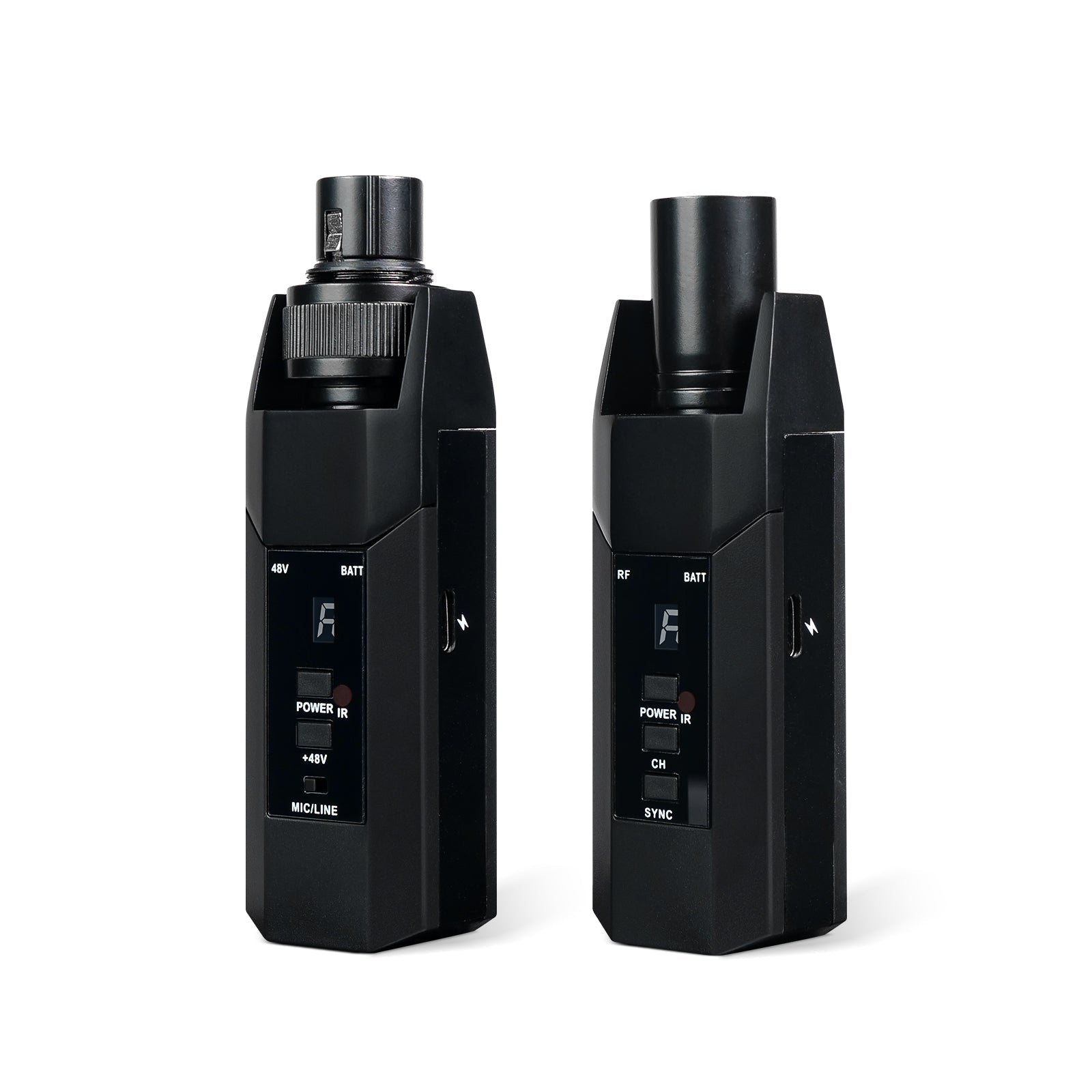 PTU-X - Black - Plug-on XLR Wireless Transmitter Receiver System - Side-by-Side - Phenyx Pro